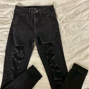 Black ripped jeggings